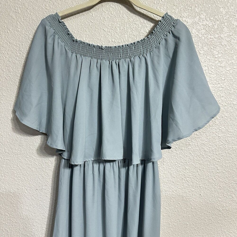 Show Me Your Mumu Hacienda Convertible Maxi Dress Womens Medium Gray Blue Lined - Picture 2 of 11